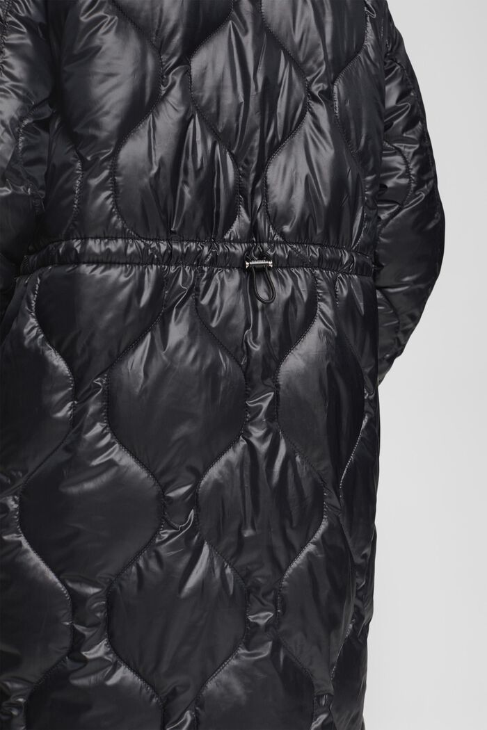 Prošívaný kabát se stojáčkem z žebrové pleteniny, BLACK, detail image number 4