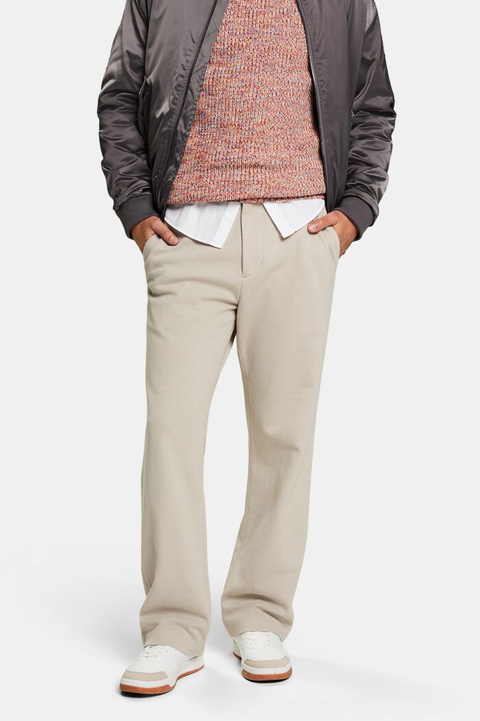 Kalhoty z pleteného žerzejového piké, BEIGE, detail image number 0
