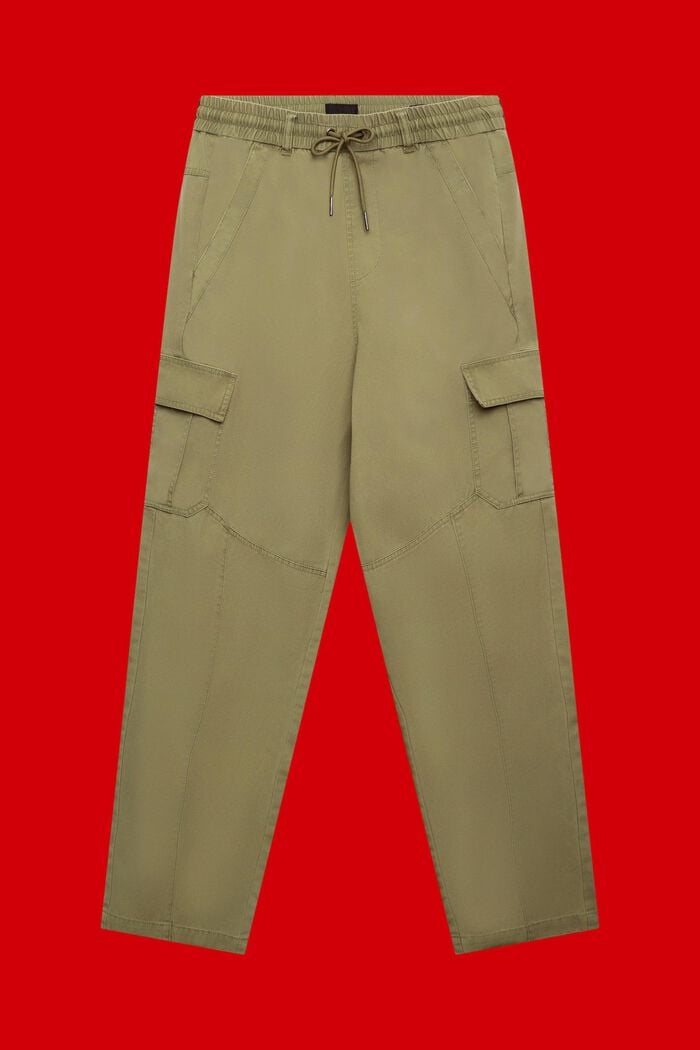 Bavlněné cargo kalhoty se zúženými nohavicemi, OLIVE, detail image number 6
