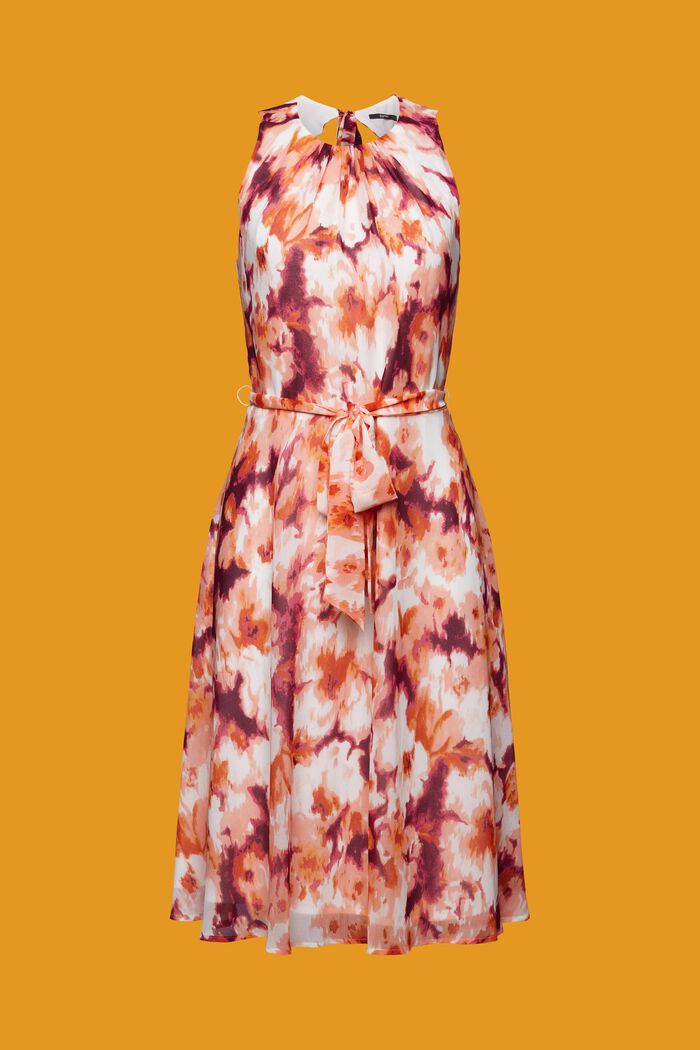 Šifonové šaty se vzorem a zavazovacím páskem, LIGHT PINK, detail image number 7