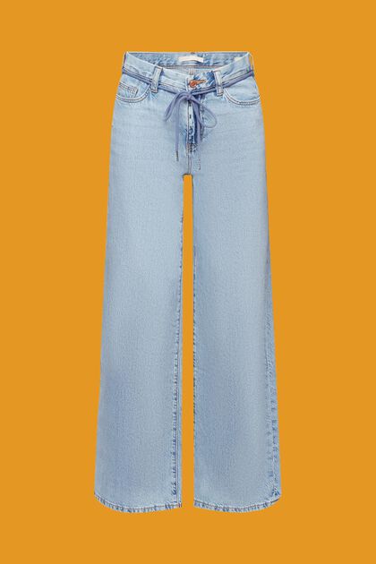 Džíny s vysokým pasem, široké nohavice, opasek