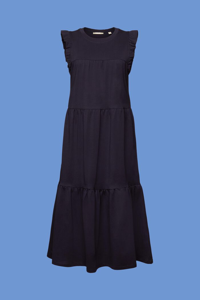 Vzorované žerzejové midi šaty, 100% bavlna, NAVY, detail image number 6