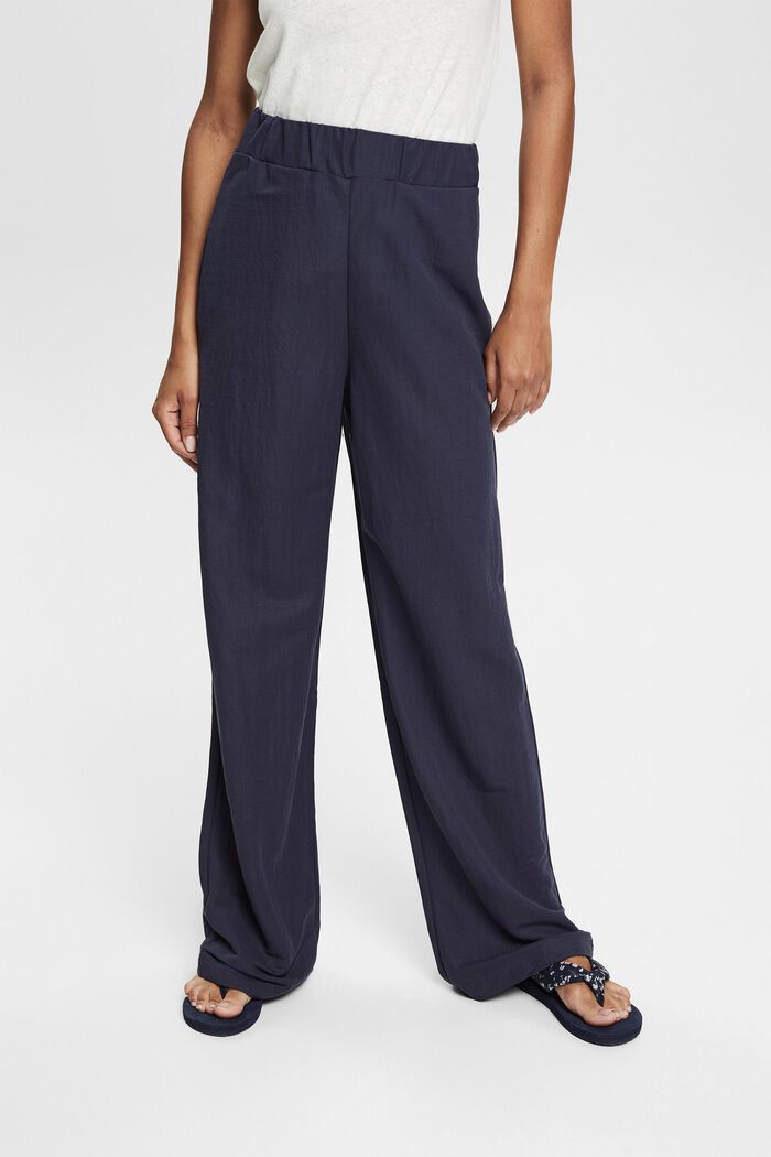 Široké kalhoty s pasem na gumu, LENZING™ ECOVERO™, ANTHRACITE, detail image number 0