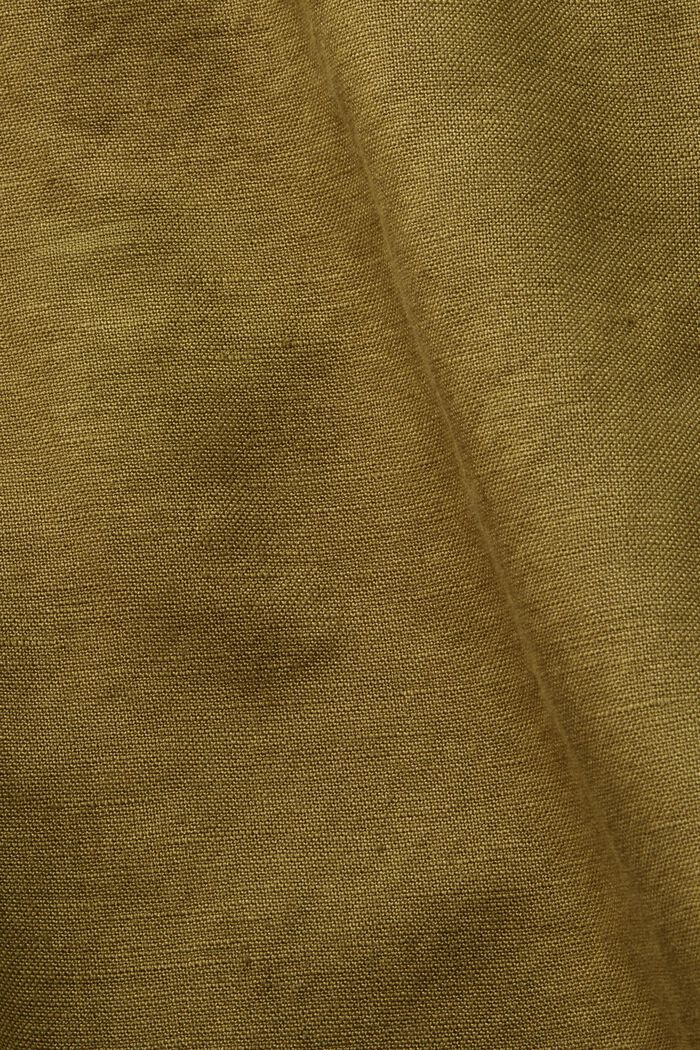 Bermudy z bavlny a lnu, OLIVE, detail image number 6