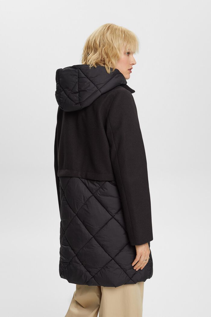 Kabát s kapucí ze směsového materiálu, BLACK, detail image number 3