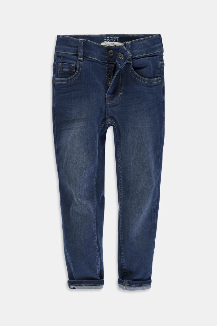 Strečové džíny s možností úpravy velikosti a s nastavitelným pasem, BLUE DARK WASHED, detail image number 0