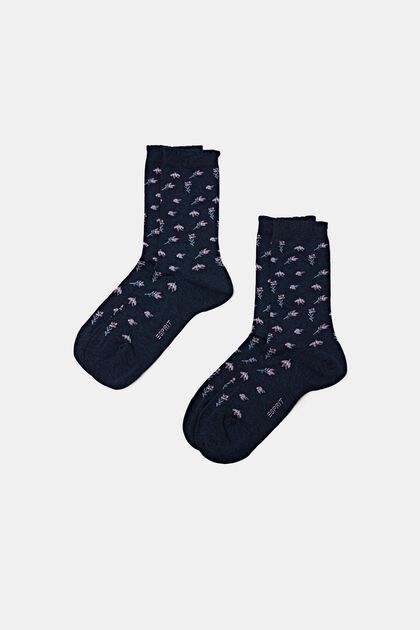 Květované ponožky z pleteniny, 2 páry v balení