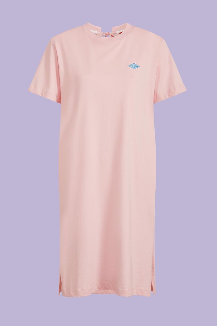 Bavlněné žerzejové šaty s výšivkou, PINK, detail image number 5