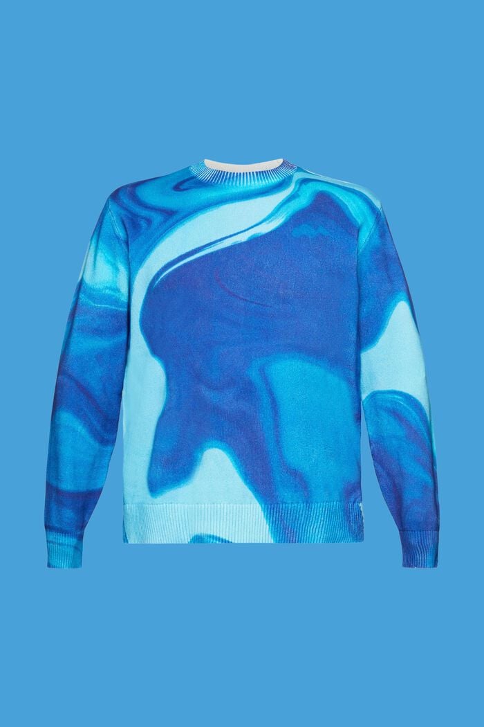 Tkaný bavlněný pulovr se vzorem po celé ploše, BLUE, detail image number 6