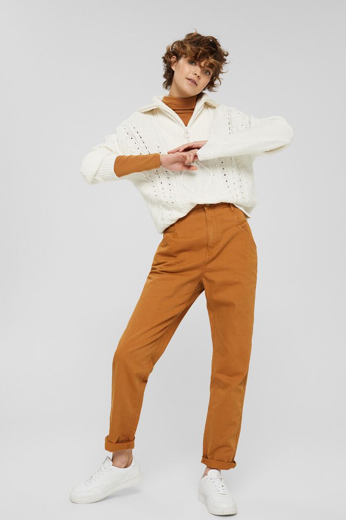 Kalhoty s vysokým pasem, bio bavlna