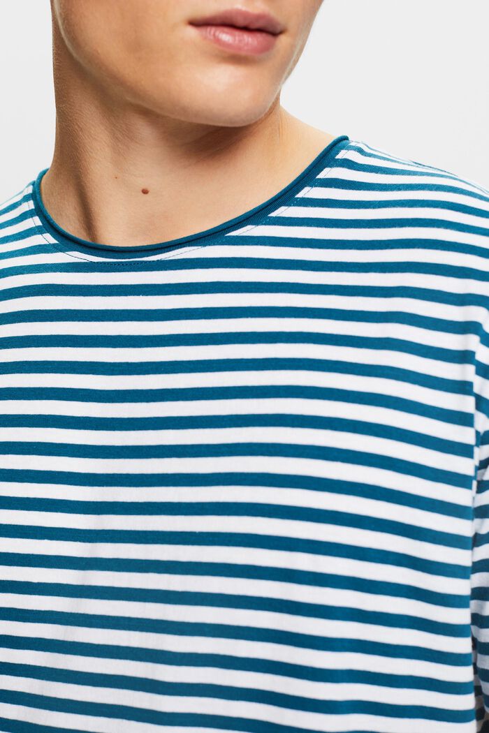 Žerzejové tričko s pruhovaným vzorem, PETROL BLUE, detail image number 3