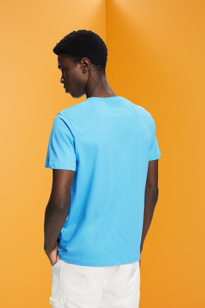 Bavlněné tričko s kontrastním pruhem, TURQUOISE, detail image number 3
