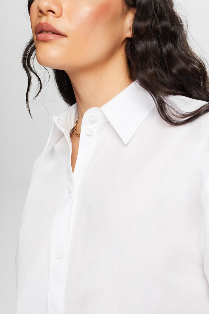 Košilová halenka z popelínu, 100% bavlna, WHITE, detail image number 3