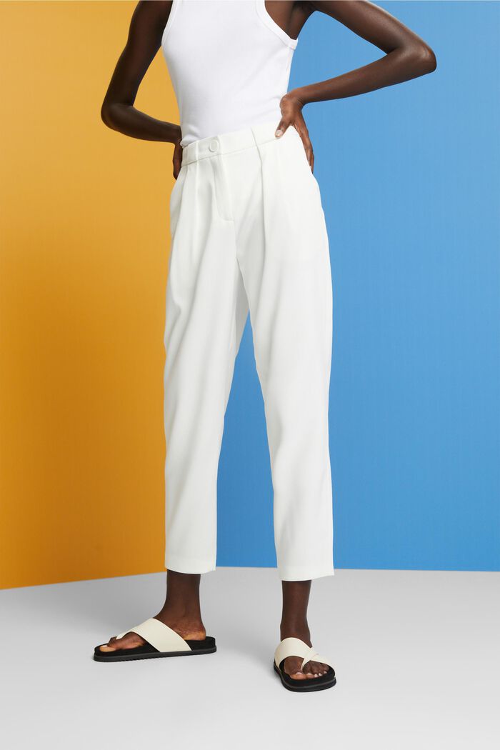 Jarní keprové zkrácené kalhoty, WHITE, detail image number 0