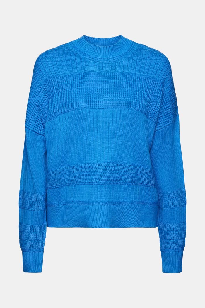 Pletený pulovr s různými vzory, BLUE, detail image number 7