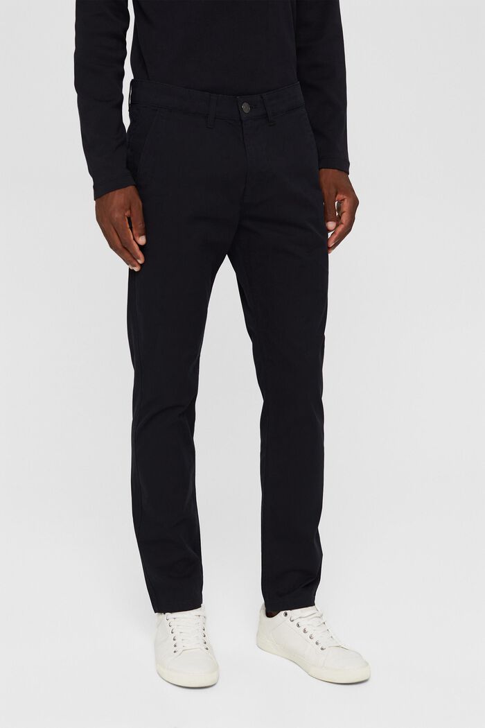Strečové kalhoty chino, bio bavlna, BLACK, detail image number 0