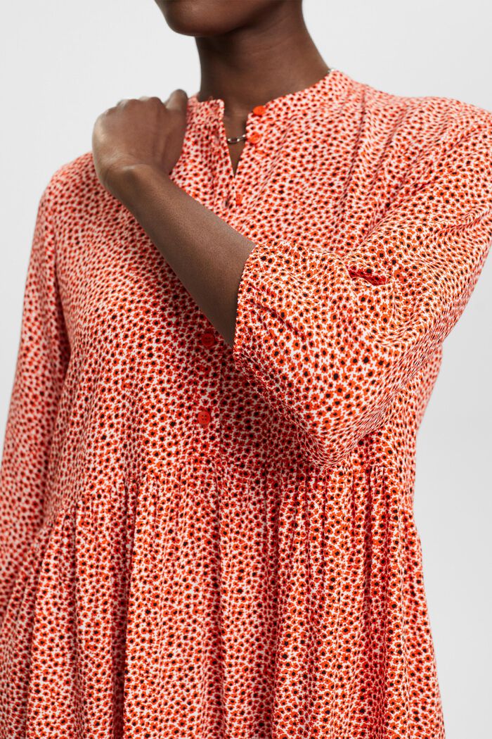 Dámské midi šaty s celoplošným vzorem, ORANGE RED, detail image number 2