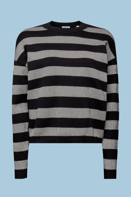Pruhovaný žakárový pulovr s kulatým výstřihem