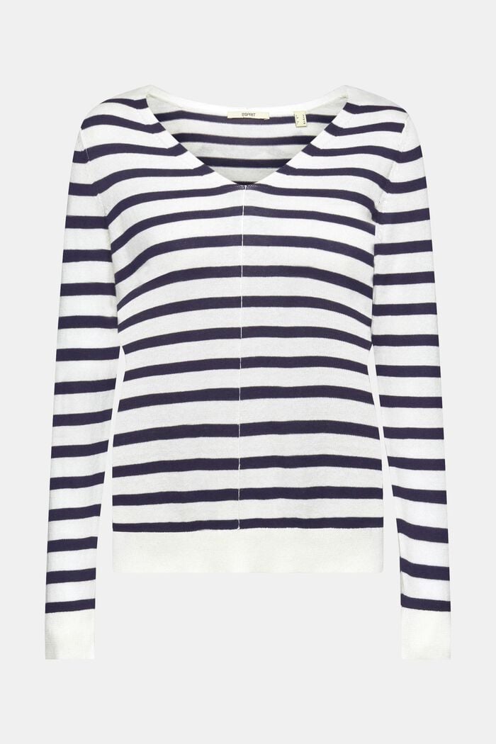 Pletený svetr se špičatým výstřihem, OFF WHITE, detail image number 7
