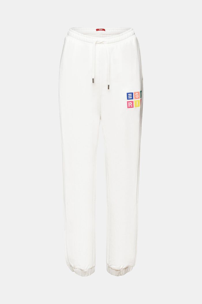 Teplákové kalhoty s vyšitým logem, bio bavlna, OFF WHITE, detail image number 8