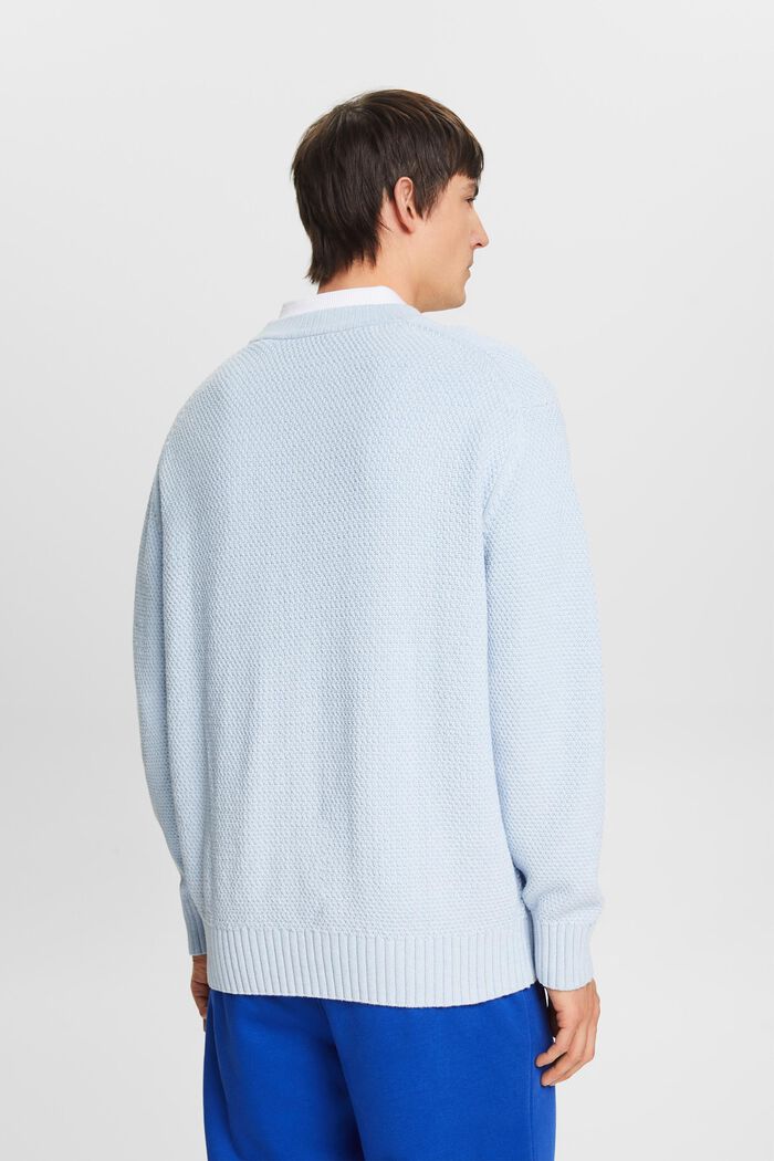 Bavlněný pulovr se špičatým výstřihem, LIGHT BLUE, detail image number 3