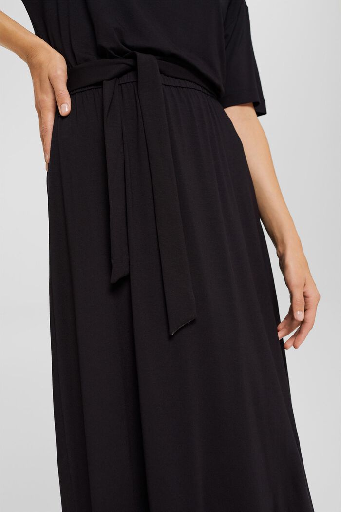 Žerzejové midi šaty z materiálu LENZING™ ECOVERO™, BLACK, detail image number 3