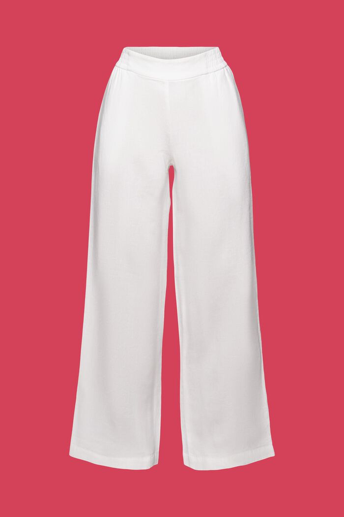 Lněné natahovací kalhoty se širokými nohavicemi, WHITE, detail image number 6