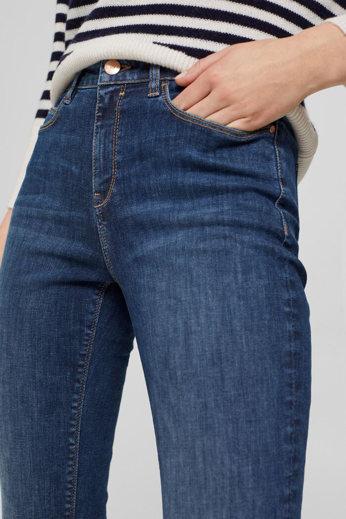 Z recyklovaného materiálu: strečové džíny se sepranými efekty, BLUE DARK WASHED, detail image number 2