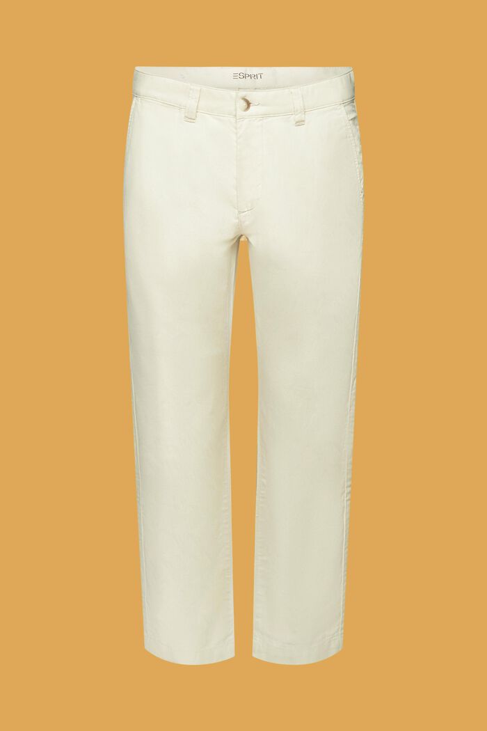 Kalhoty ze směsi bavlny a lnu, CREAM BEIGE, detail image number 6