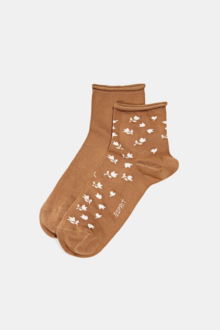 Krátké ponožky s květovaným vzorem, 2 páry v balení, SIENNA, detail image number 0