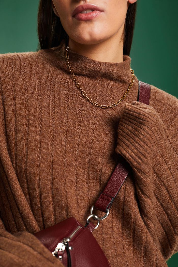 Plochý pulovr z žebrové pleteniny, BARK, detail image number 3