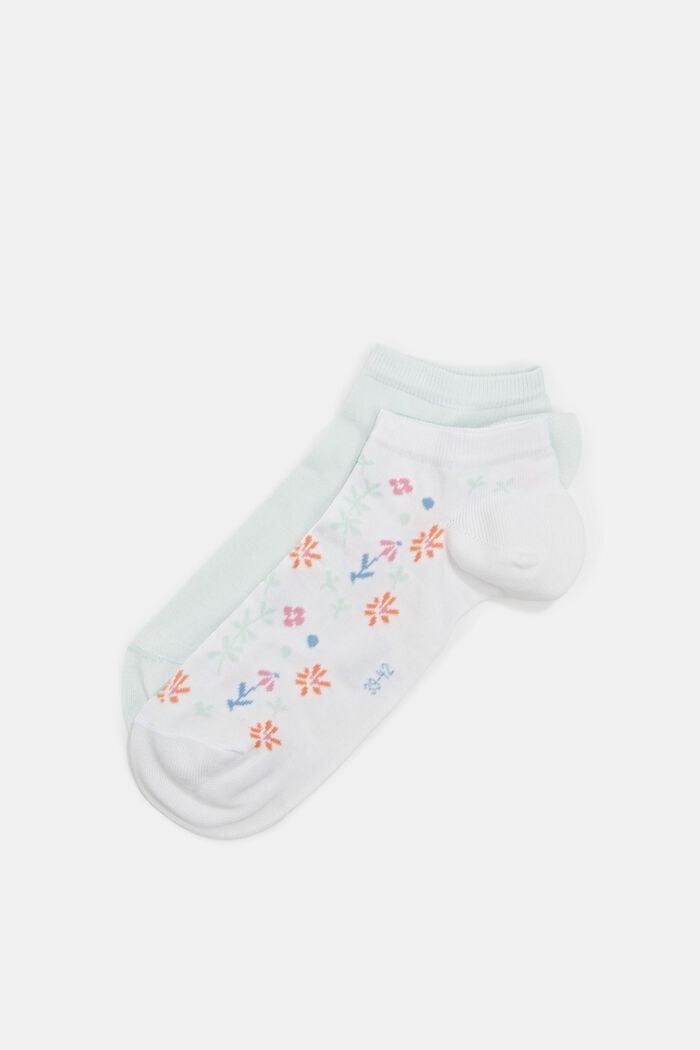 Nízké ponožky, 2 páry, směs s bio bavlnou, MINT/WHITE, overview