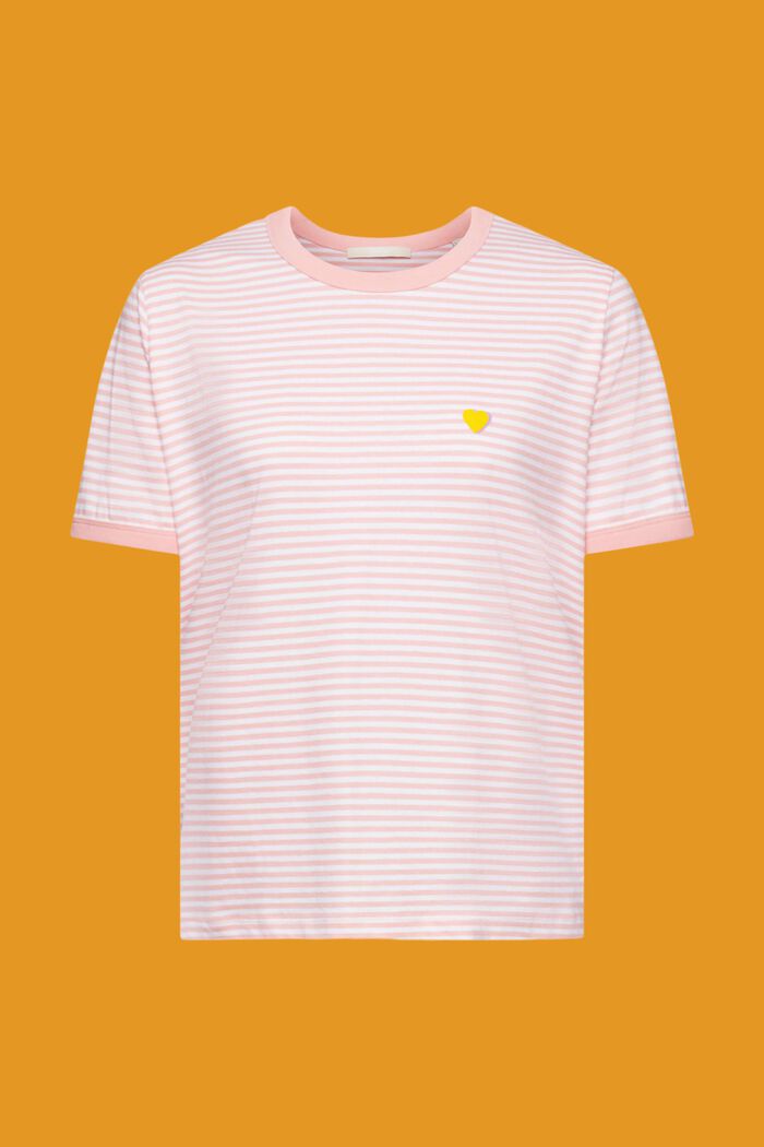 Proužkované bavlněné tričko s vyšitým motivem, PINK, detail image number 5