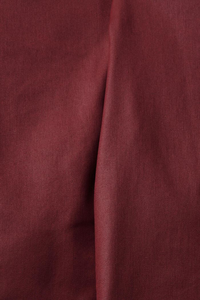 Kalhoty v úzkém střihu s vysokým pasem, z imitace kůže, BORDEAUX RED, detail image number 1