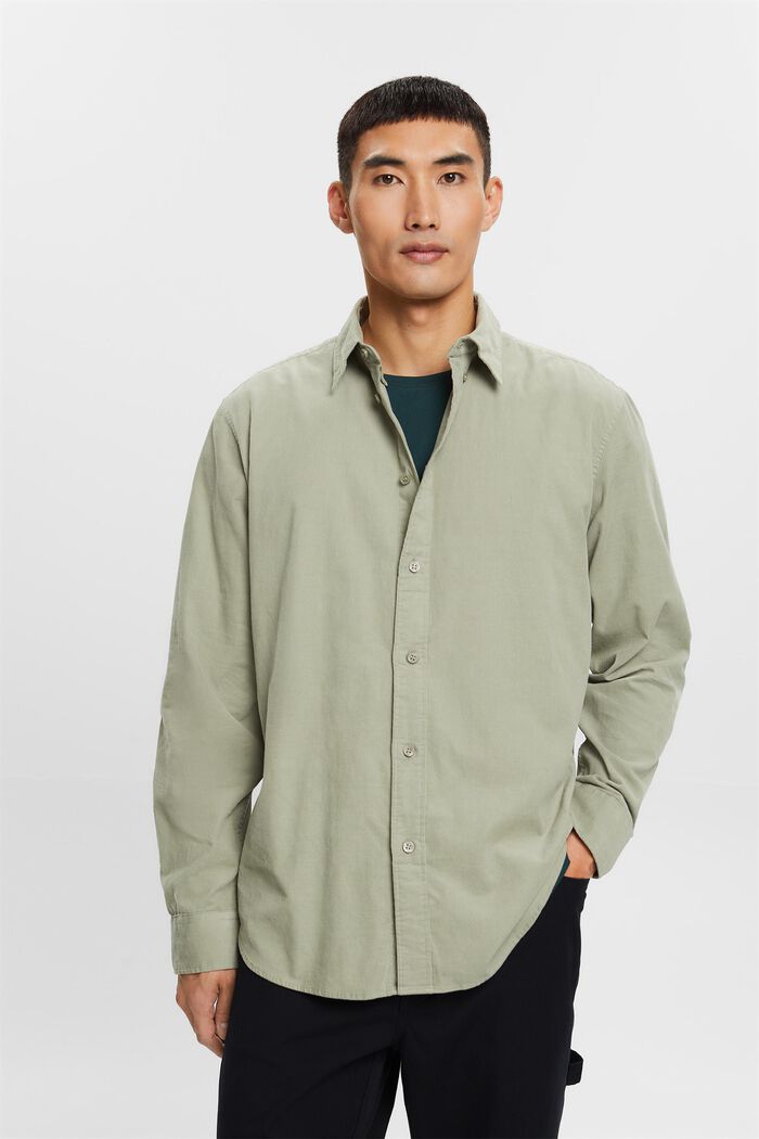 Manšestrová košile, 100% bavlna, DUSTY GREEN, detail image number 0