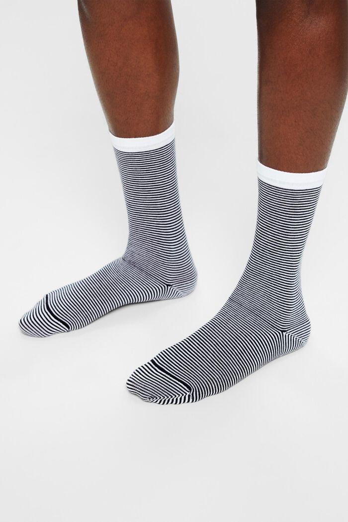 2 páry ponožek z hrubé pruhované pleteniny, BLUE/NAVY, detail image number 1