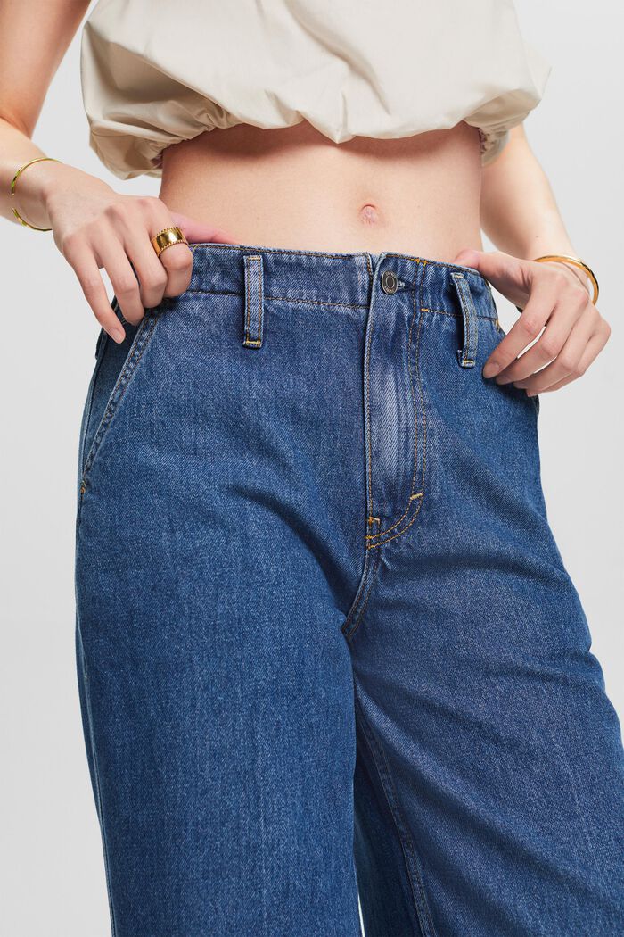 Retro džíny s vysokým pasem a širokými nohavicemi, BLUE MEDIUM WASHED, detail image number 4