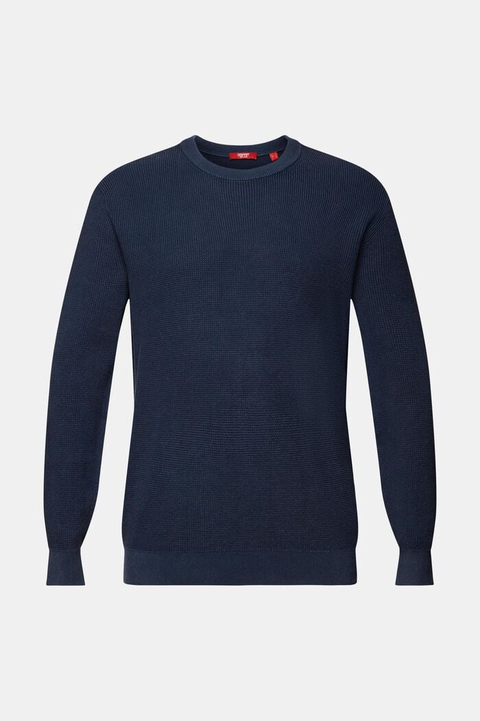 Basic pulovr s kulatým výstřihem, 100 % bavlna, NAVY, detail image number 6