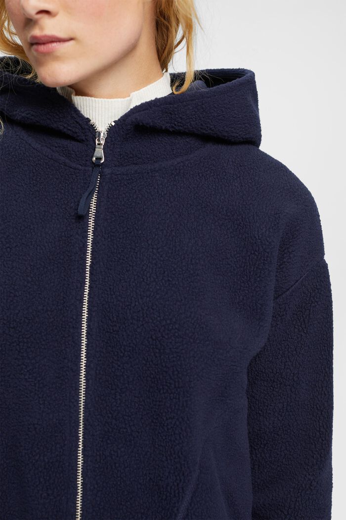 Plyšová flísová bunda na zip a s kapucí, NAVY, detail image number 4