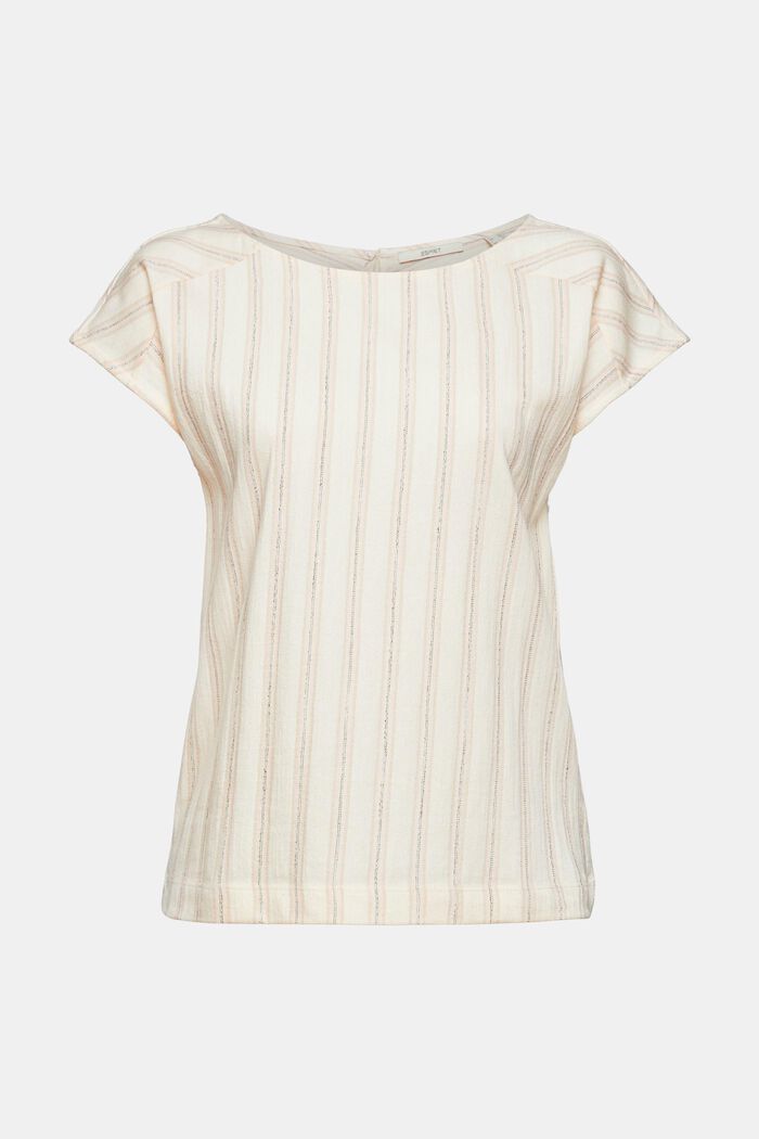 Tričko s podélnými proužky, ze směsi s bavlnou, OFF WHITE, detail image number 0