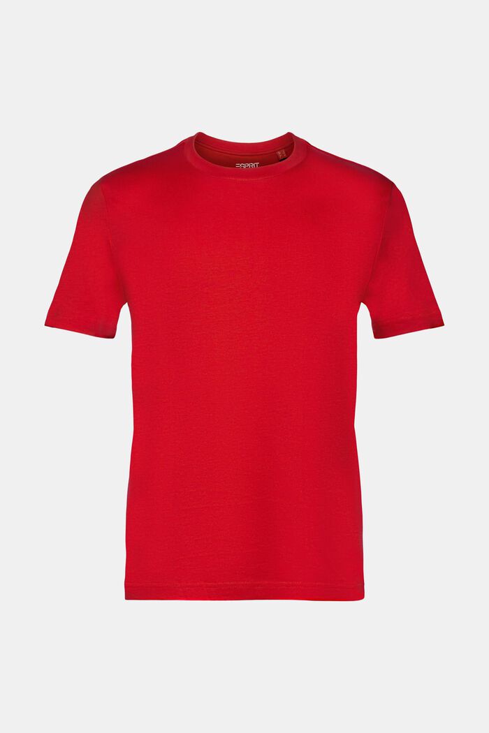 Tričko s kulatým výstřihem, z žerzeje z bavlny pima, DARK RED, detail image number 7