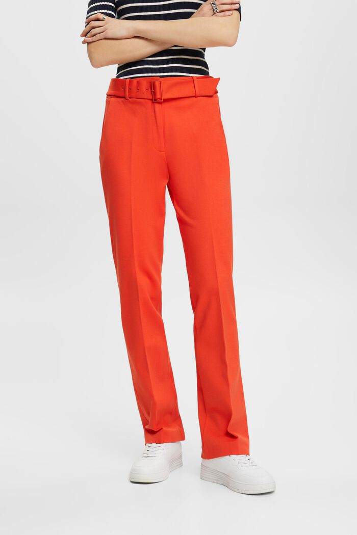 Kalhoty s vysokým pasem a opaskem, ORANGE RED, detail image number 0
