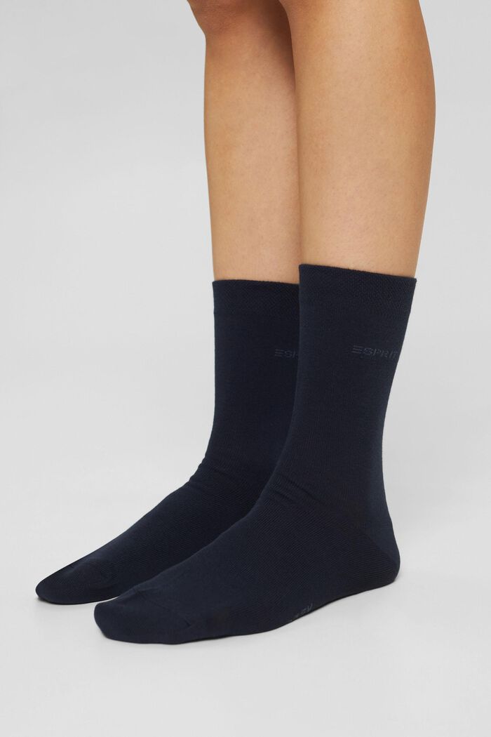 Jednobarevné ponožky z bio bavlny, 10 párů v balení, MARINE, detail image number 2