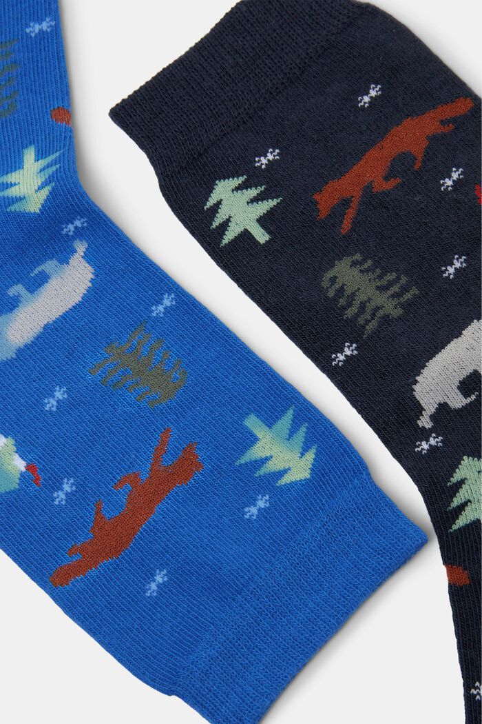 Vzorované ponožky z bio bavlny, balení 2 ks, NAVY/BLUE, detail image number 1
