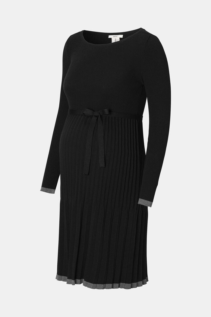 Plisované pletené šaty, bio bavlna, BLACK INK, detail image number 1