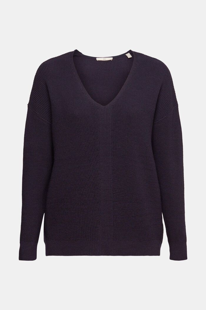 Volný pulovr se špičatým výstřihem, NAVY, detail image number 2
