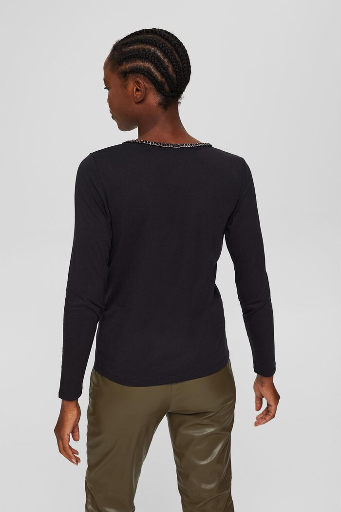 S materiálem TENCEL™: tričko s dlouhým rukávem s ozdobným řetízkem, BLACK, detail image number 3