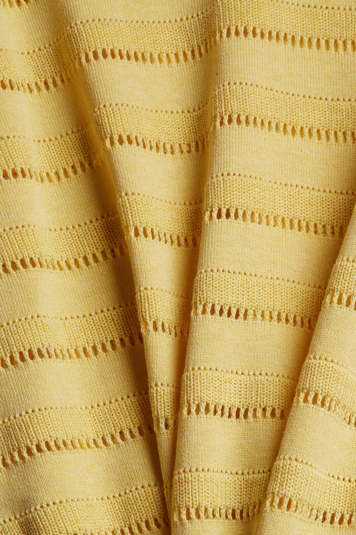 Pulovr ze vzorované pleteniny, bio bavlna, PASTEL YELLOW, detail image number 4