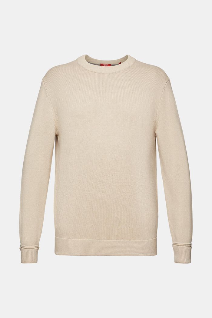 Bavlněný pulovr s kulatým výstřihem, SAND, detail image number 6