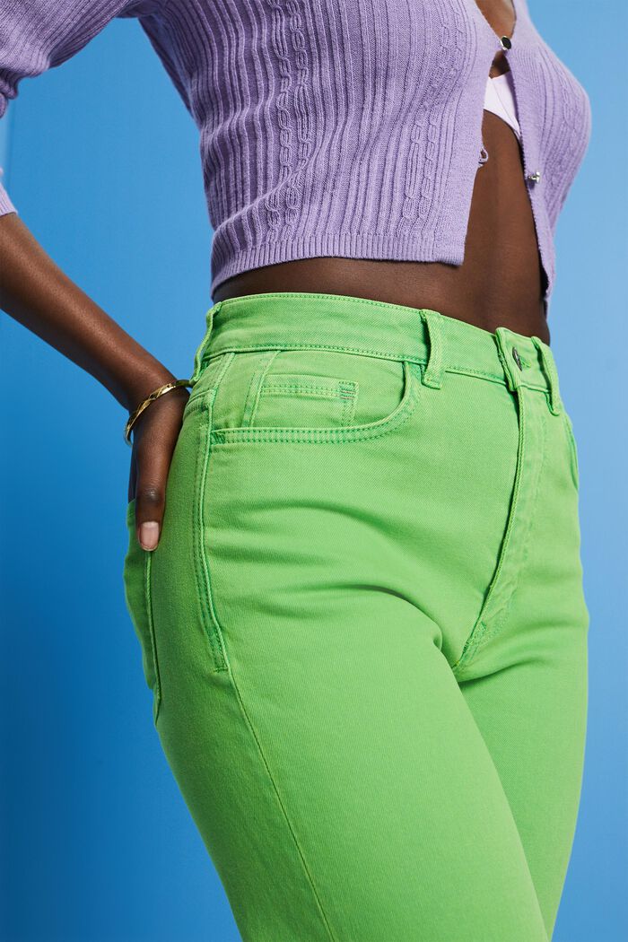 Kalhoty s rovnými nohavicemi a vysokým pasem, GREEN, detail image number 2